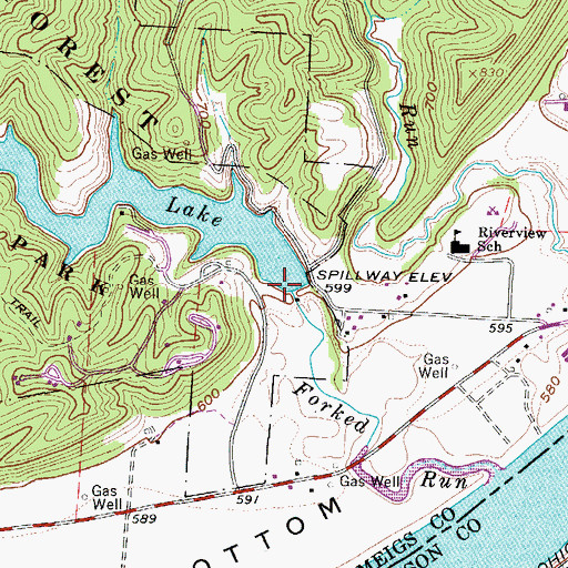 Topographic Map of Forked Run Lake Dam, OH