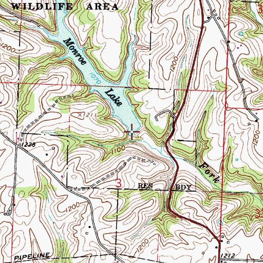Topographic Map of Monroe Lake Dam, OH