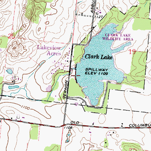 Topographic Map of Clark Lake Dam, OH