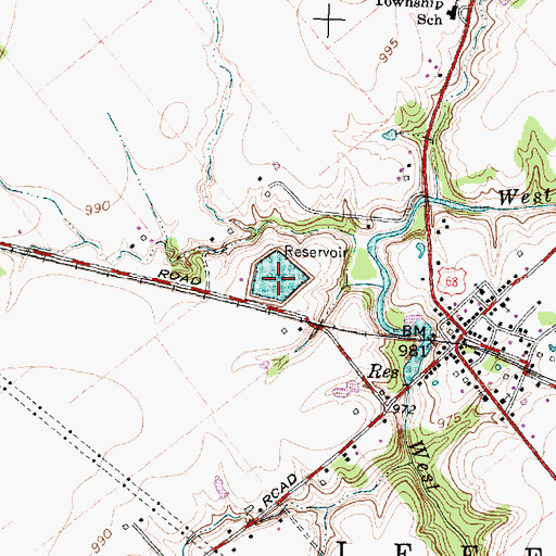 Topographic Map of Houston Upground Reservoir, OH