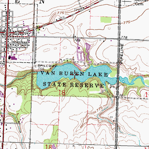 Topographic Map of Van Buren Lake, OH