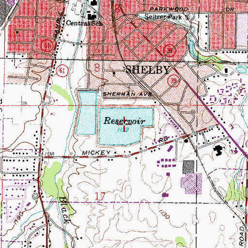 Topographic Map of Shelby Upground Reservoir Number Two, OH