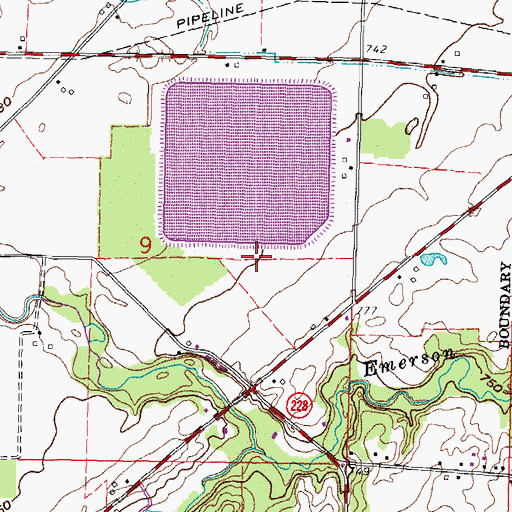 Topographic Map of Beaver Creek Upground Reservoir Dam, OH