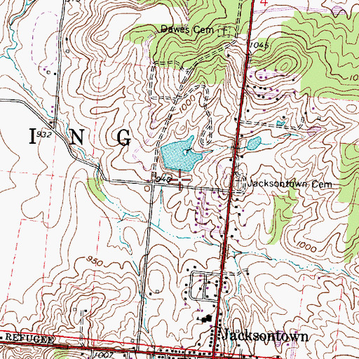 Topographic Map of Dawes Arboretum Pond Dam, OH