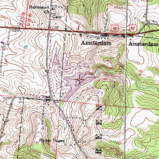 Topographic Map of Binns Lake, OH