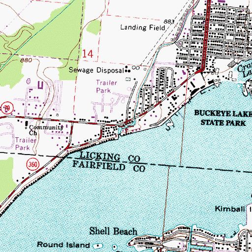 Topographic Map of Buckeye Lake, OH