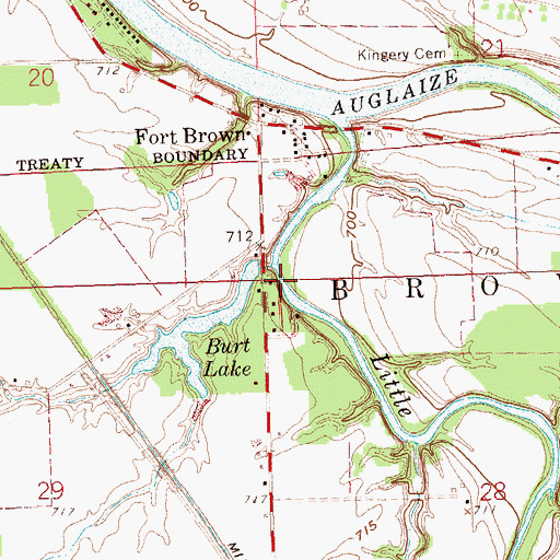Topographic Map of Burt Lake Dam, OH