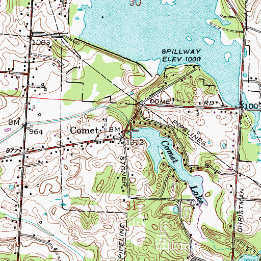 Topographic Map of Comet Lake Dam, OH