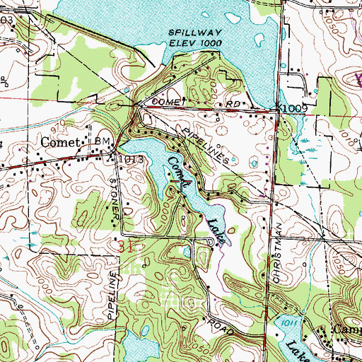 Topographic Map of Comet Lake, OH