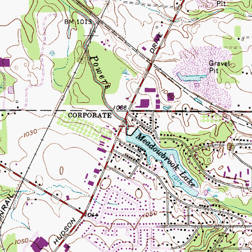 Topographic Map of Meadowbrook Lake Dam, OH