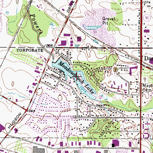 Topographic Map of Meadowbrook Lake, OH