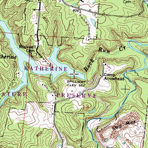 Topographic Map of Lake Katharine Dam, OH