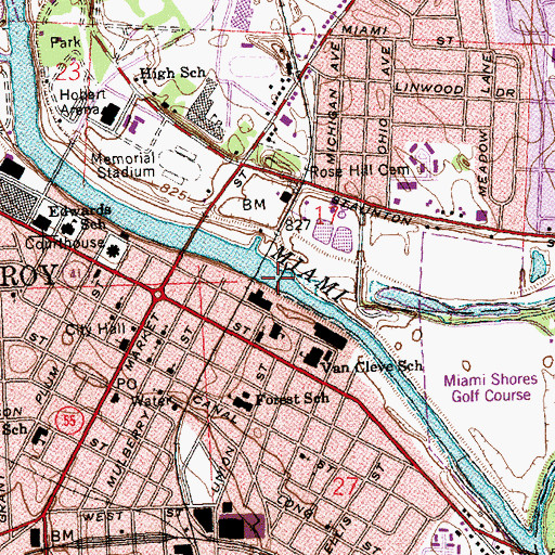 Topographic Map of Troy Low Head Reservoir, OH
