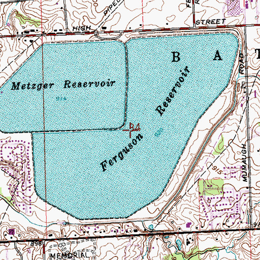 Topographic Map of Ferguson Upground Reservoir Dam, OH