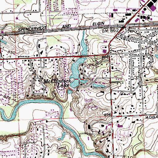 Topographic Map of McClintock Lake Dam, OH