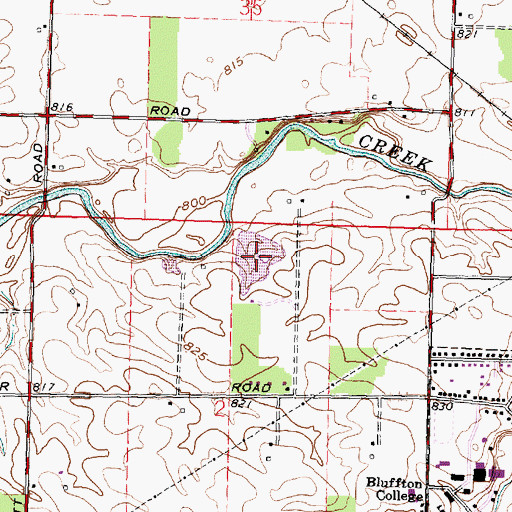 Topographic Map of Bluffton College Lake, OH