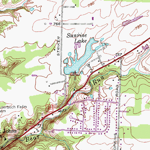 Topographic Map of Sunrise Lake Dam, OH