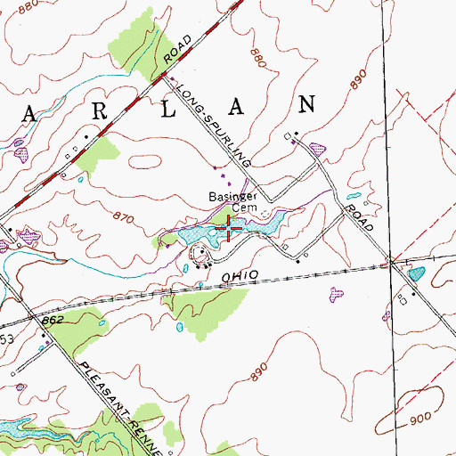 Topographic Map of Mid-Western Childrens Home Reservoir, OH