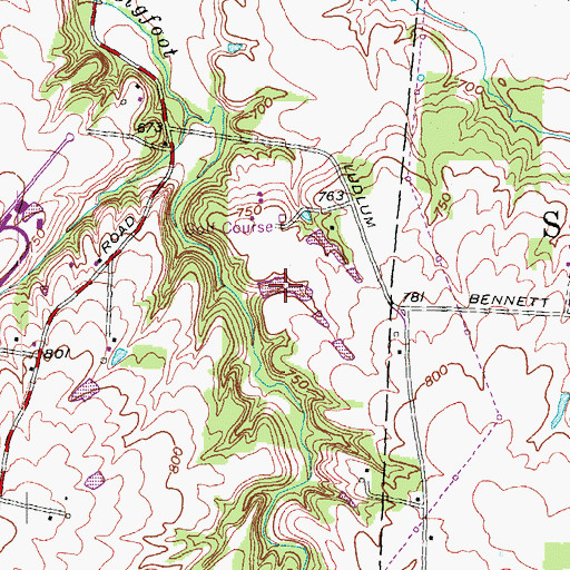 Topographic Map of Bel-Wood Country Club Lake, OH