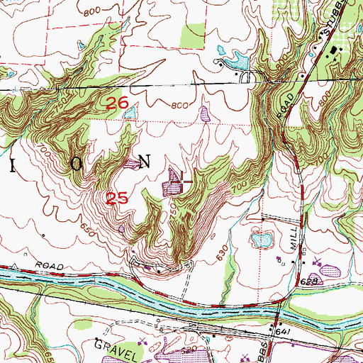 Topographic Map of Winding Creek Farms Pond Dam, OH
