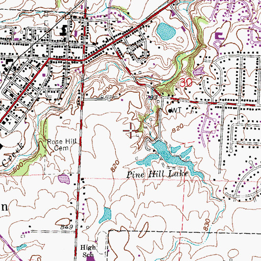 Topographic Map of Pine Hill Lake, OH