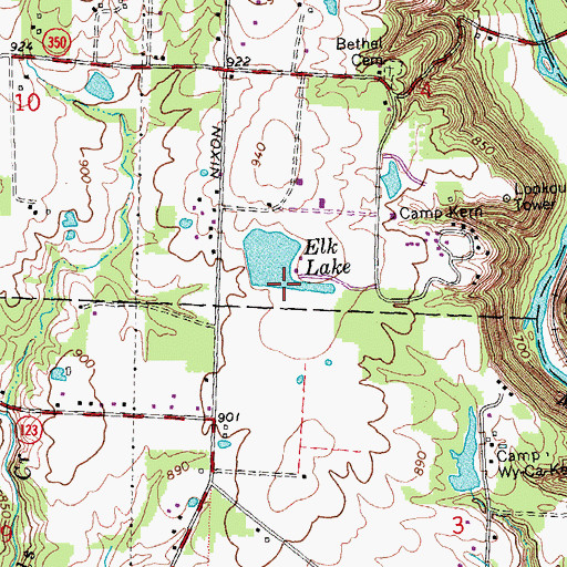 Topographic Map of Elk Lake Dam, OH