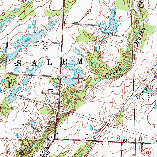 Topographic Map of Lilley Lake Dam, OH