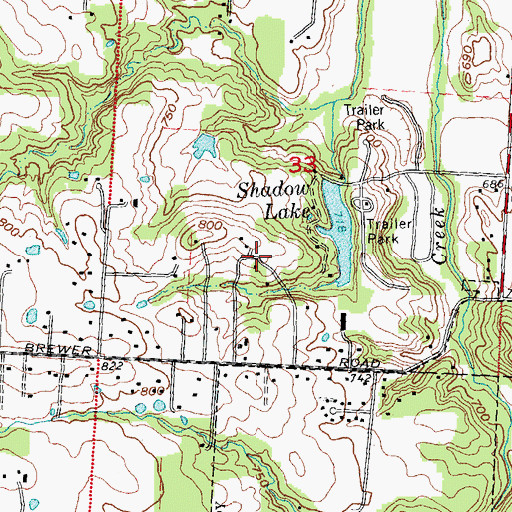 Topographic Map of Shadow Lake Dam, OH