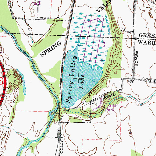 Topographic Map of Spring Valley Lake, OH