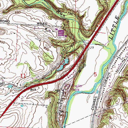 Topographic Map of Poore Pond, OH