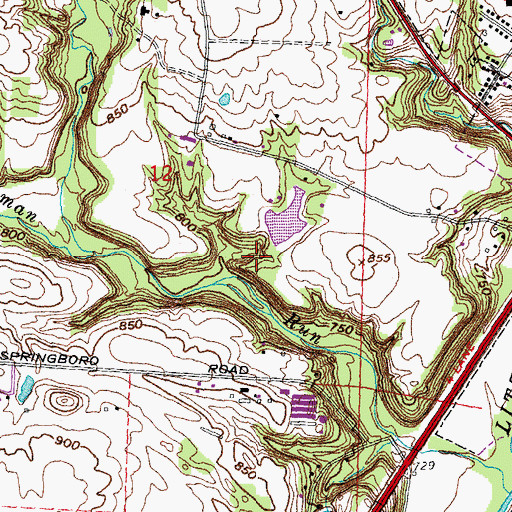 Topographic Map of Stoneybrook Farm Lake Dam, OH