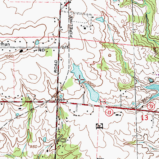 Topographic Map of Old Stage Farms Lake Dam, OH