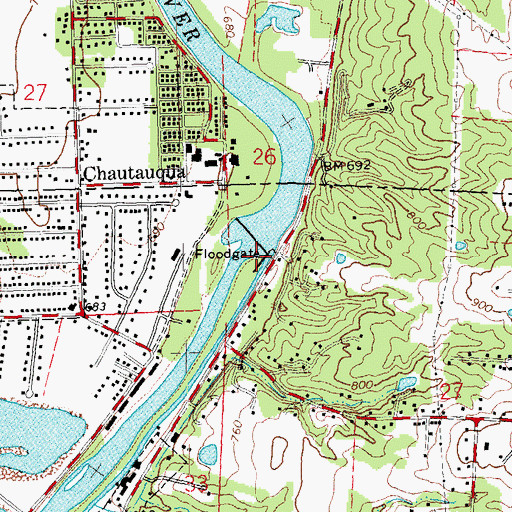 Topographic Map of Chautauqua Reservoir, OH
