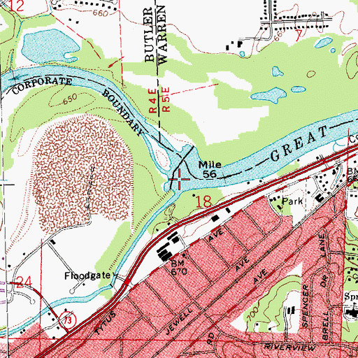 Topographic Map of Middletown Reservoir, OH