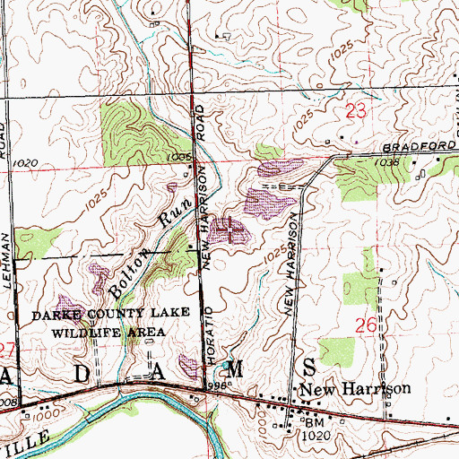 Topographic Map of Darke Company Lake Wildlife Area Pond, OH