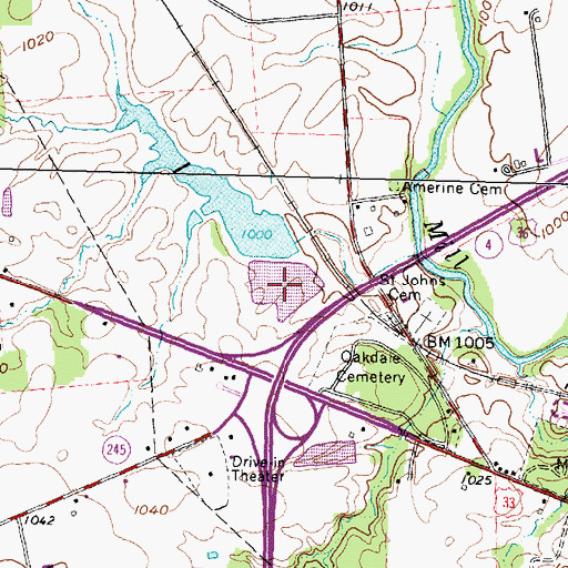 Topographic Map of Heart of Ohio Fish and Game Association Reservoir, OH