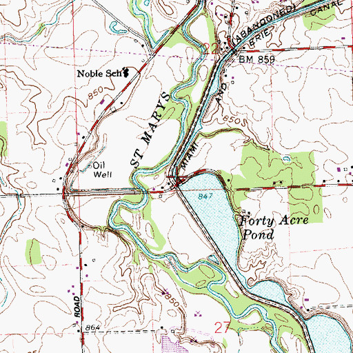 Topographic Map of Forty Acre Pond Dam, OH