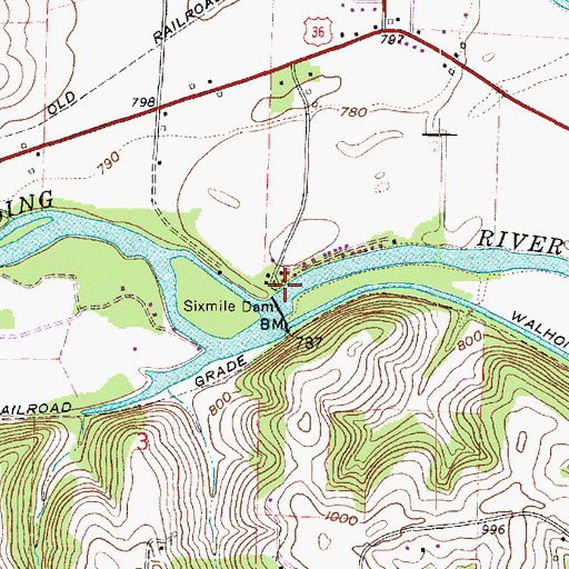 Topographic Map of Six Mile Reservoir, OH
