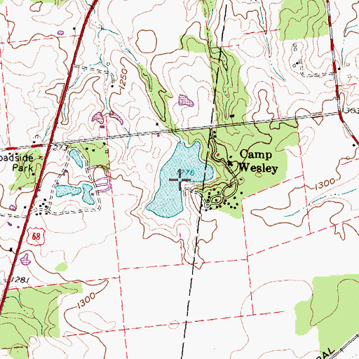 Topographic Map of Camp Wesley Lake, OH
