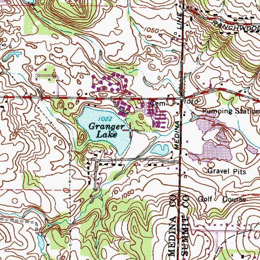 Topographic Map of Granger Lake Dam, OH
