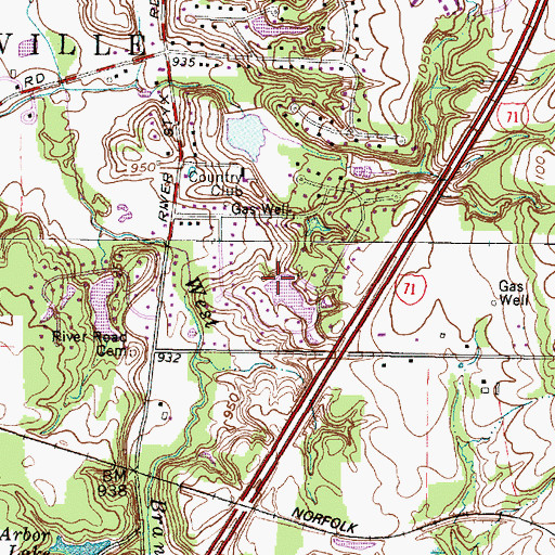 Topographic Map of Seven Springs Lake Dam, OH