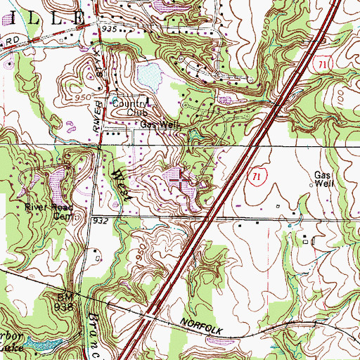 Topographic Map of Seven Springs Lake, OH