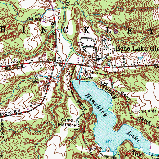 Topographic Map of Hinckley Lake Dam, OH
