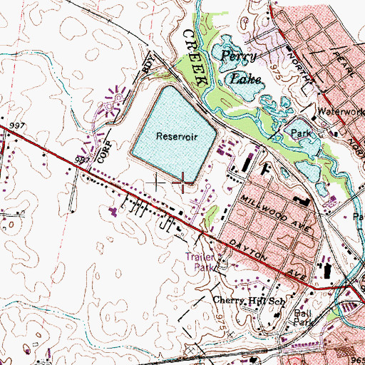 Topographic Map of Washington Court House Reservoir Dam, OH