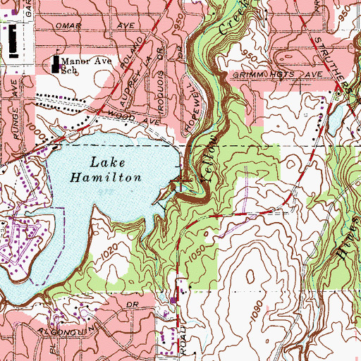 Topographic Map of Lake Hamilton Dam, OH