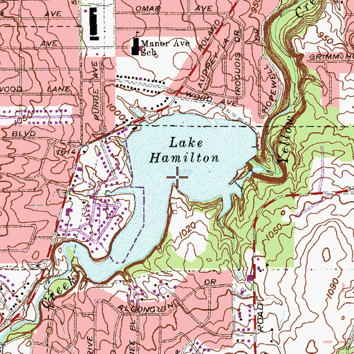 Topographic Map of Lake Hamilton, OH