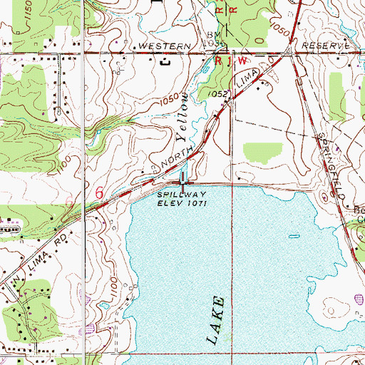 Topographic Map of Evans Lake Dam, OH