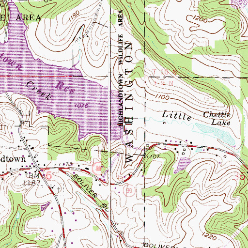 Topographic Map of Highlandtown Lake Dam, OH