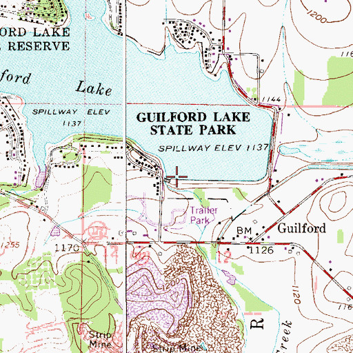 Topographic Map of Guilford Lake Dam, OH