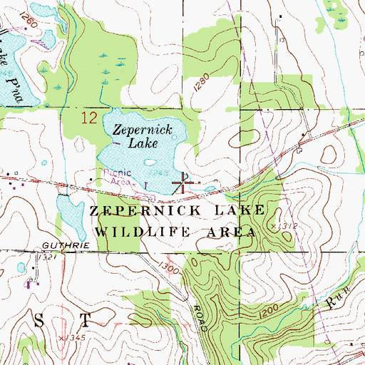 Topographic Map of Zepernick Lake Dam, OH
